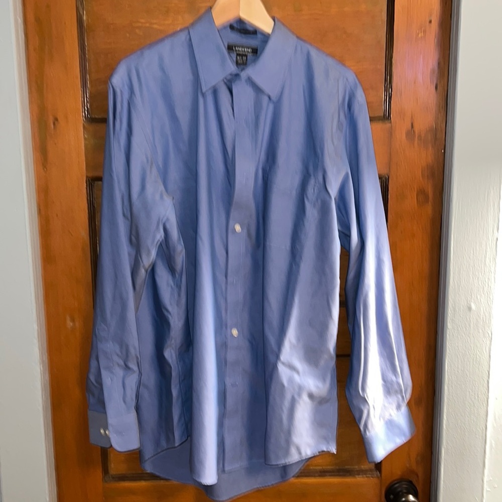 Lands end men’s shirt traditional fit 16 1/2 35 blue cotton - Picture 2 of 7